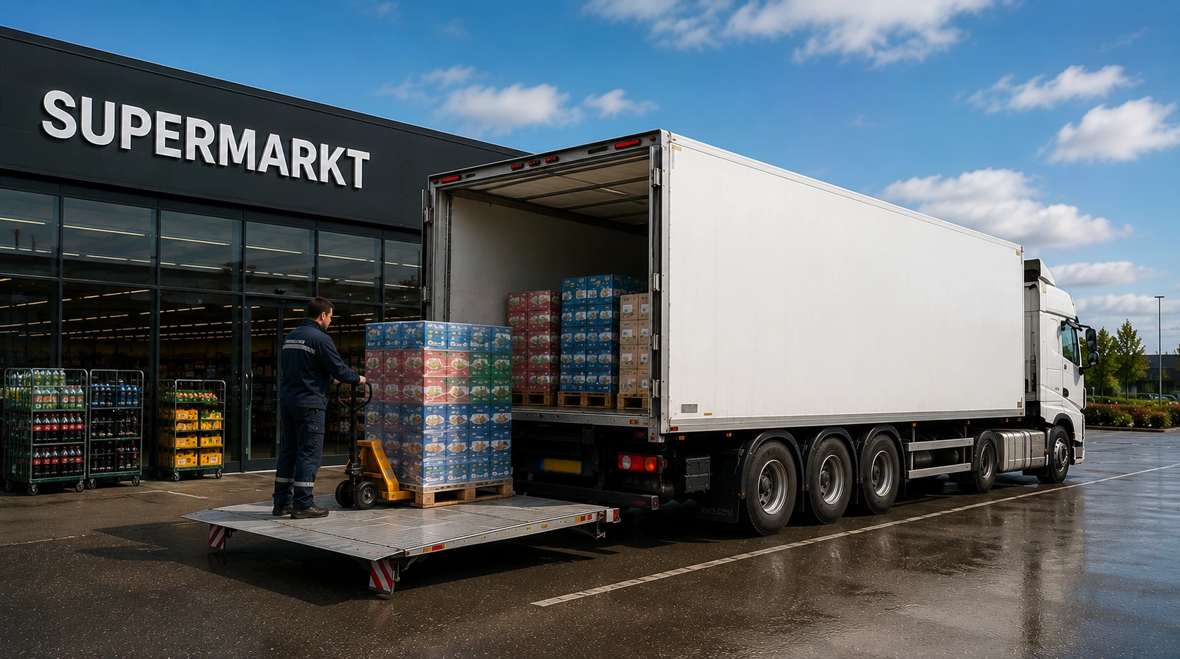 Vrachtwagenchauffeur supermarktdistributie