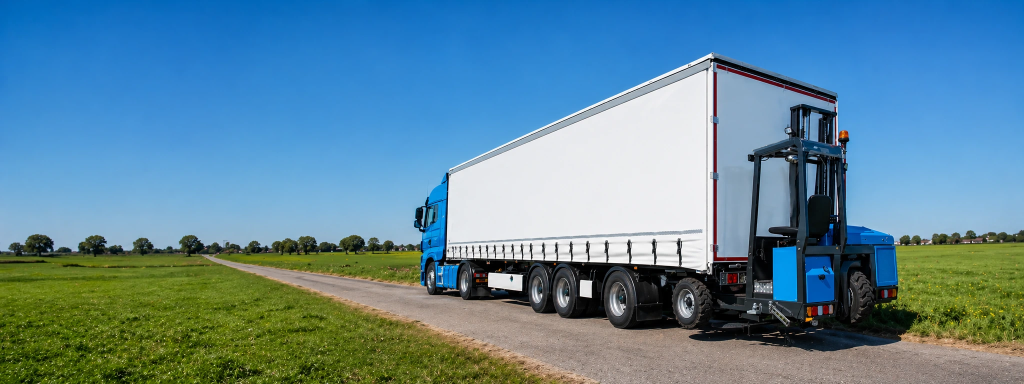 Vrachtwagenchauffeur met meeneemheftruck heerenveen